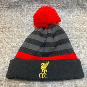 Liverpool FC Warrior Pom Beanie Hat 2012-15 LFC Soccer Black Red Gray OS